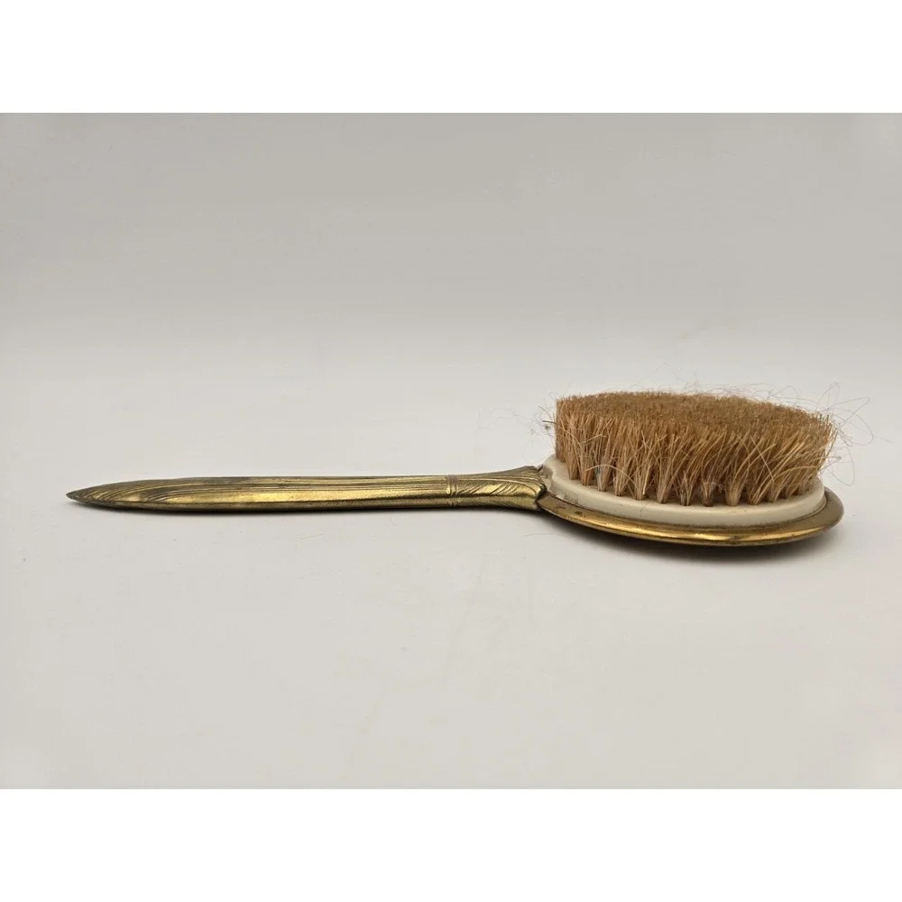 Antique Brass & Lucite Hairbrush Art Deco
